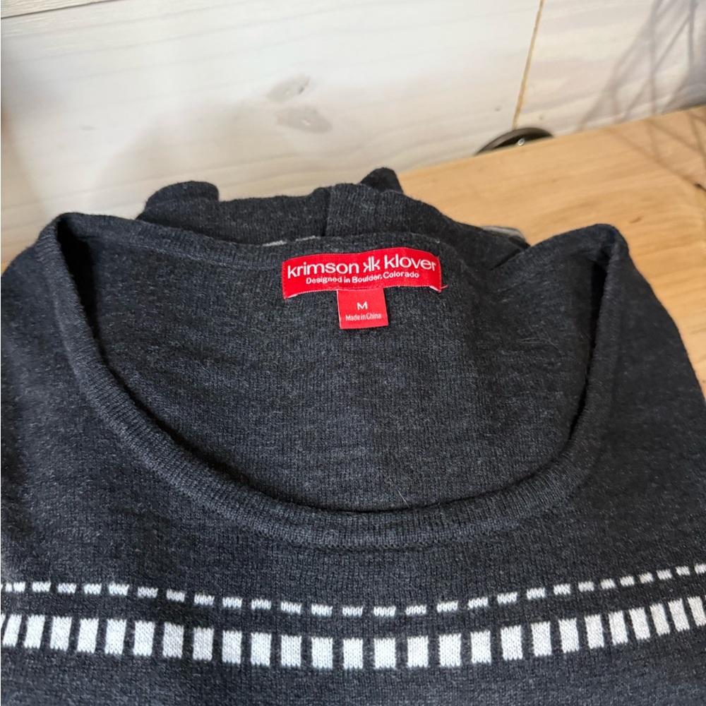 Krimson Klover Charcoal Sweater with White Accents